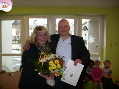 Frau Ute Bode arbeitet seit 25 Jahren im Kindergarten Holzhausen (Bild vergrößern)