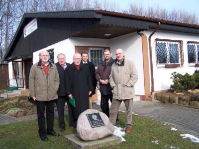 Auf dem Bild von links: H. Volke, Bürgermeister J. Rother, Minister W. Kuschke, Ratsherr E. Sieger, Kl. Schwalbach und H. Breer