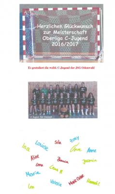Nette Geste von der JSG Odenwald für unsere C-Jugend Mädels (Bild vergrößern)
