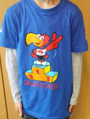Leon zeigte heute stolz sein Talentiade-T-Shirt in der Schule