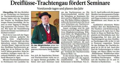 Dreiflüsse-Trachtengau fördert Seminare