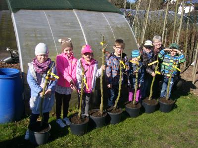 Kita Müs - zukünftige Schulkinder pflanzen Apfelbäume (April 2017)