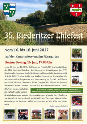 35. Biederitzer Ehlefest vom 16.06.-18.06.2017 - Hier erfahren Sie mehr!