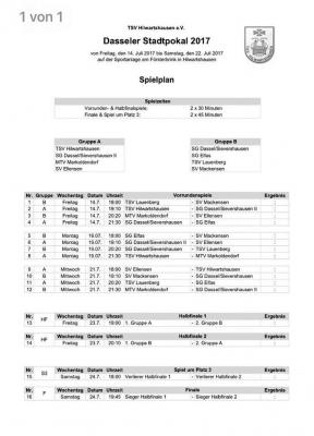 Spielplan Stadtpokal in Hilwartshausen (Bild vergrößern)