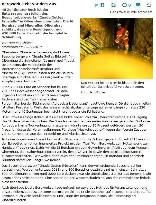 Bergwerk steht vor dem Aus