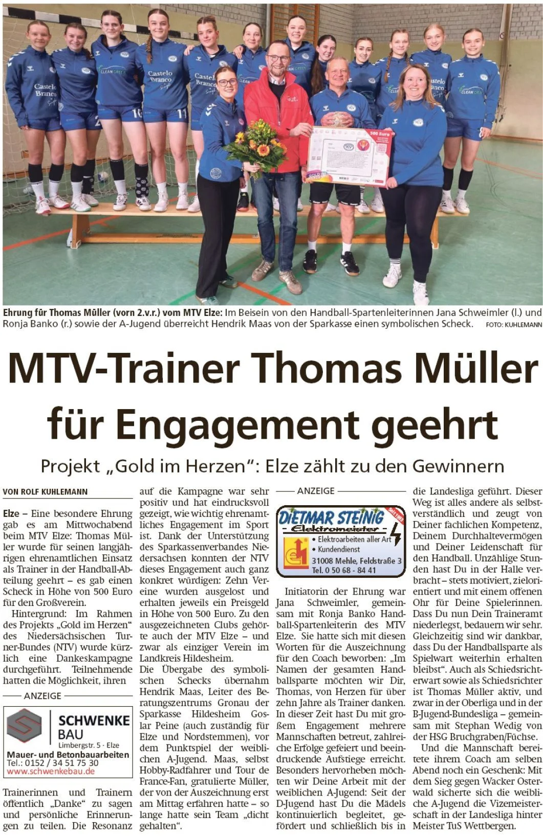Ehrung Thomas Müller