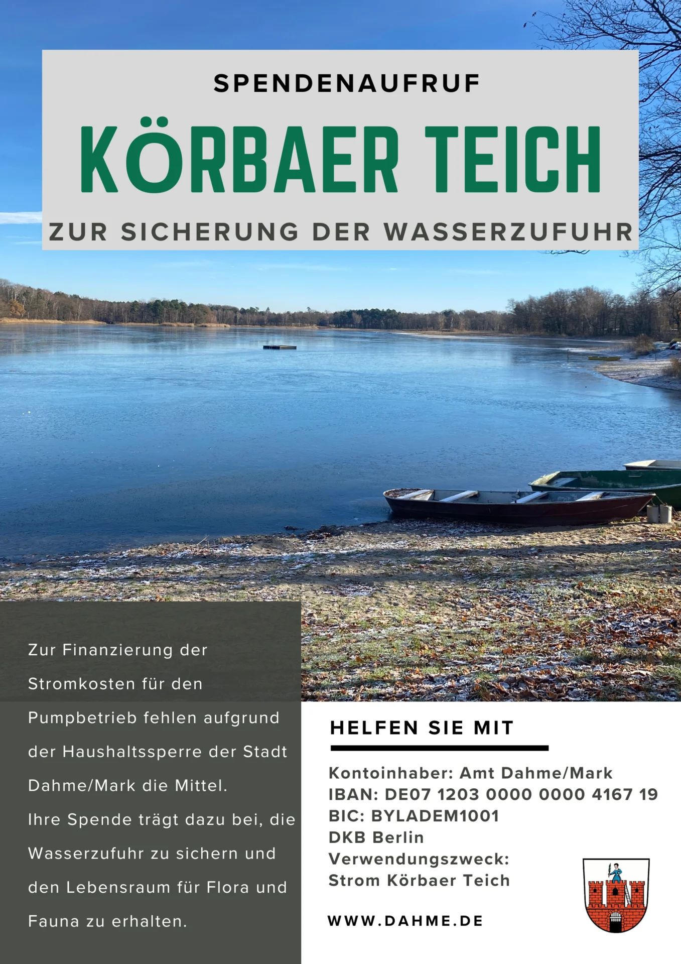 Spendenaufruf Körbaer Teich