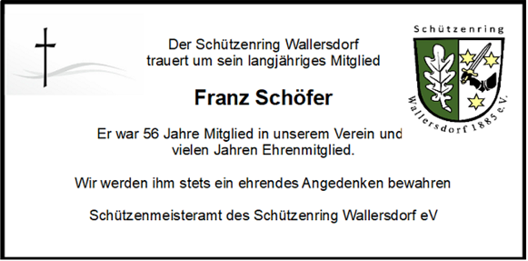 Traueranzeige Franz Schöfer 2024-12-23