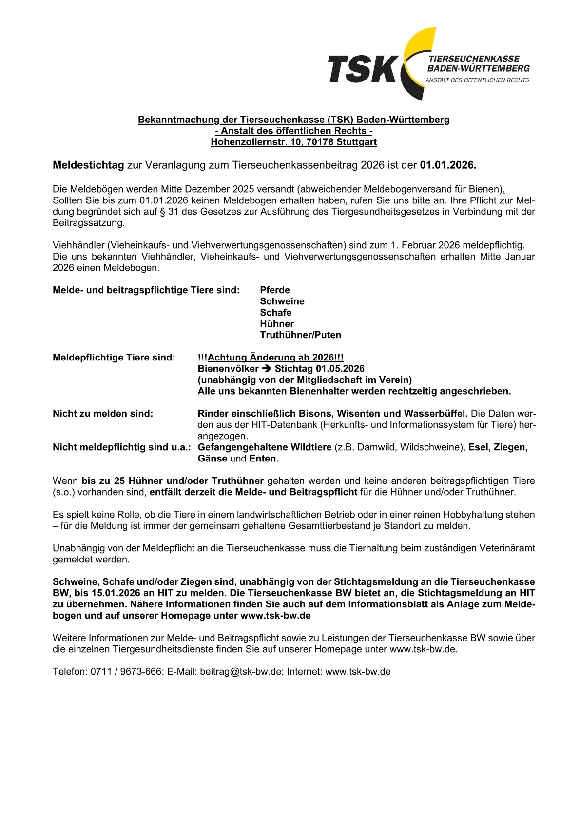 Bekanntmachung TSK BW 2026