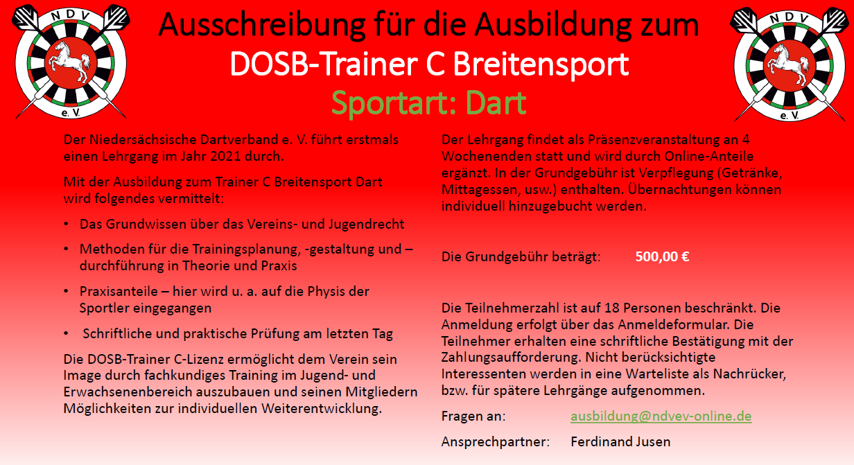 Ausschreibung für die Ausbildung zum DOSB-Trainer C Breitensport