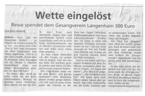 "Wette eingelöst" Zeitung