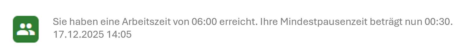 Benachrichtigung Pause