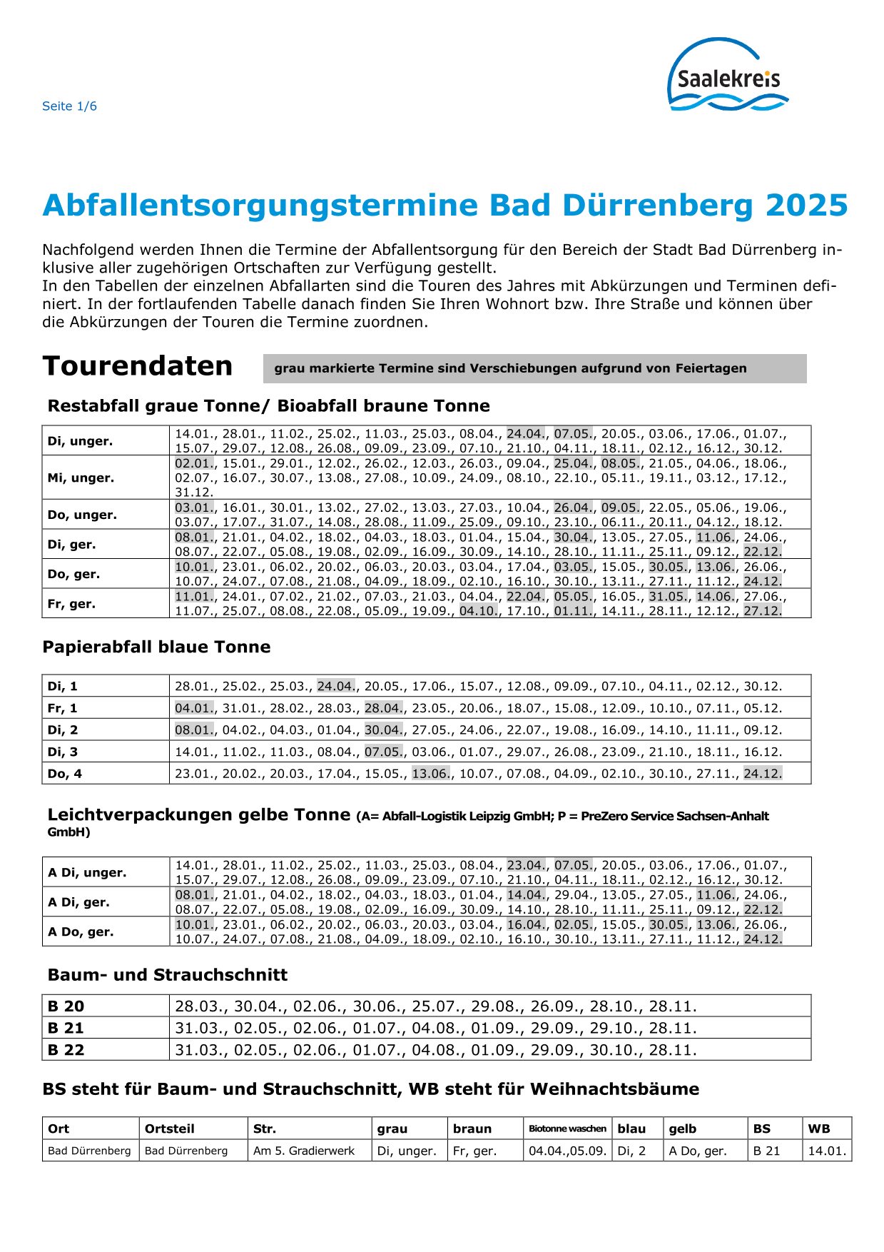 Termine 2025 für Bad Dürrenberg-1