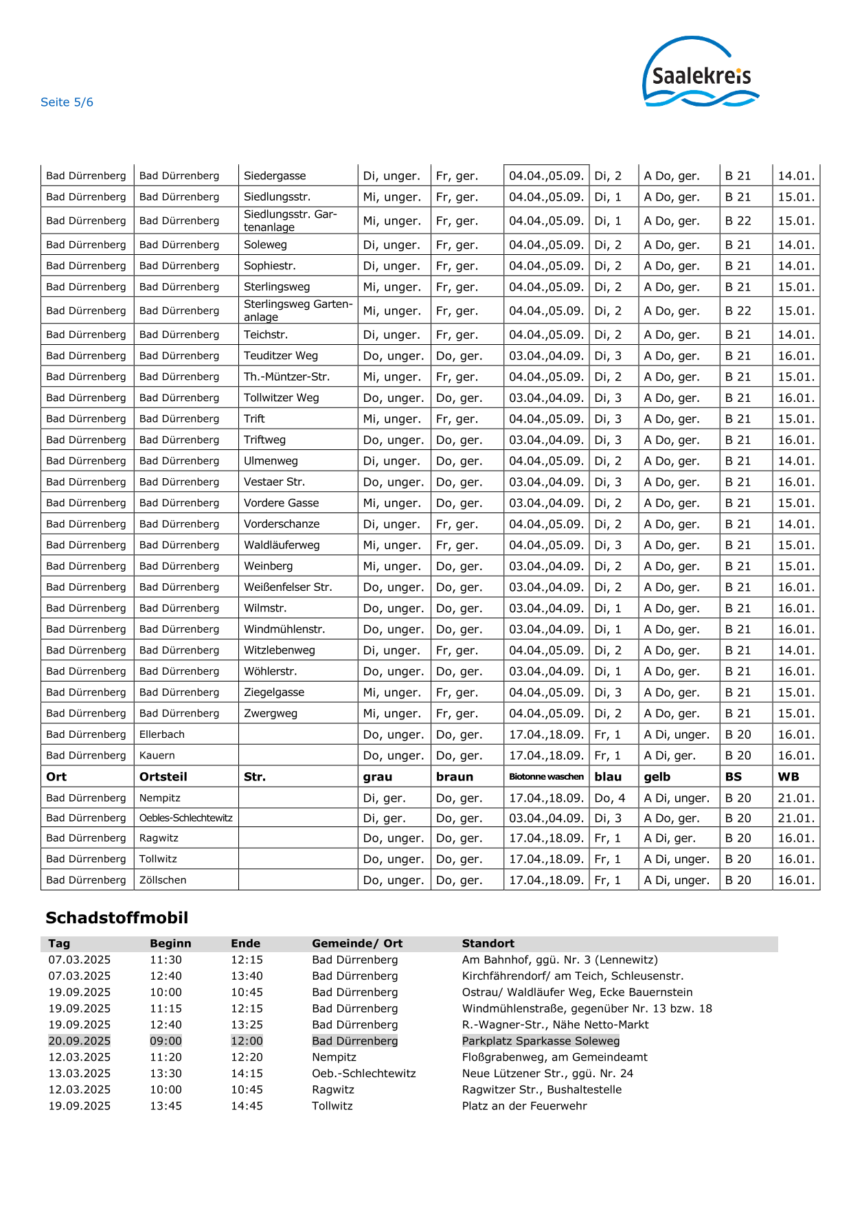 Termine 2025 für Bad Dürrenberg-5