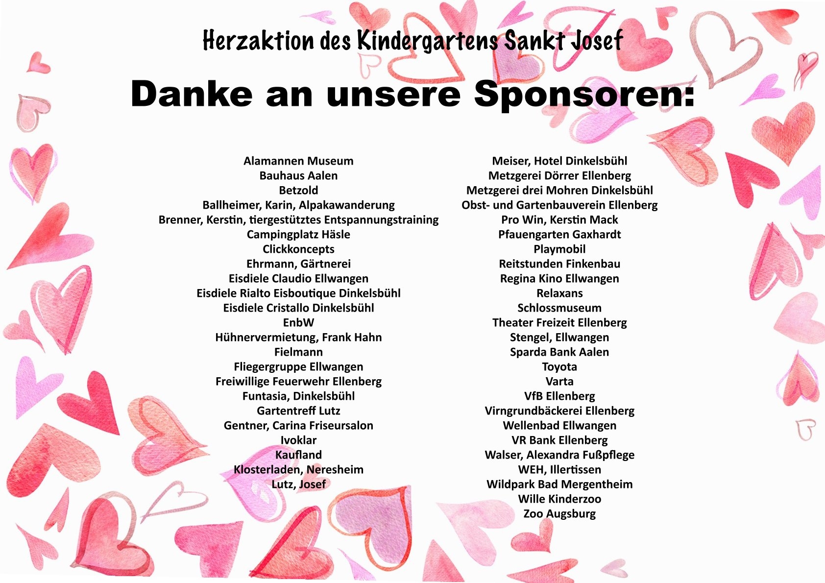 Sponsoren Dankesliste