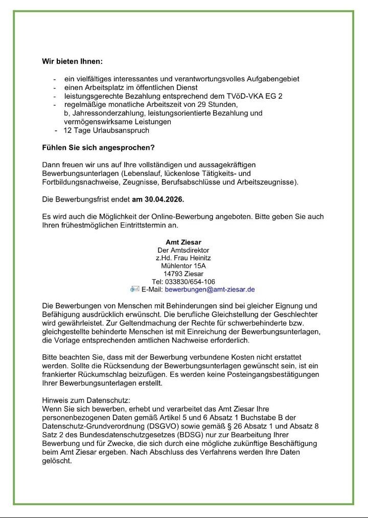 Stellenanzeige