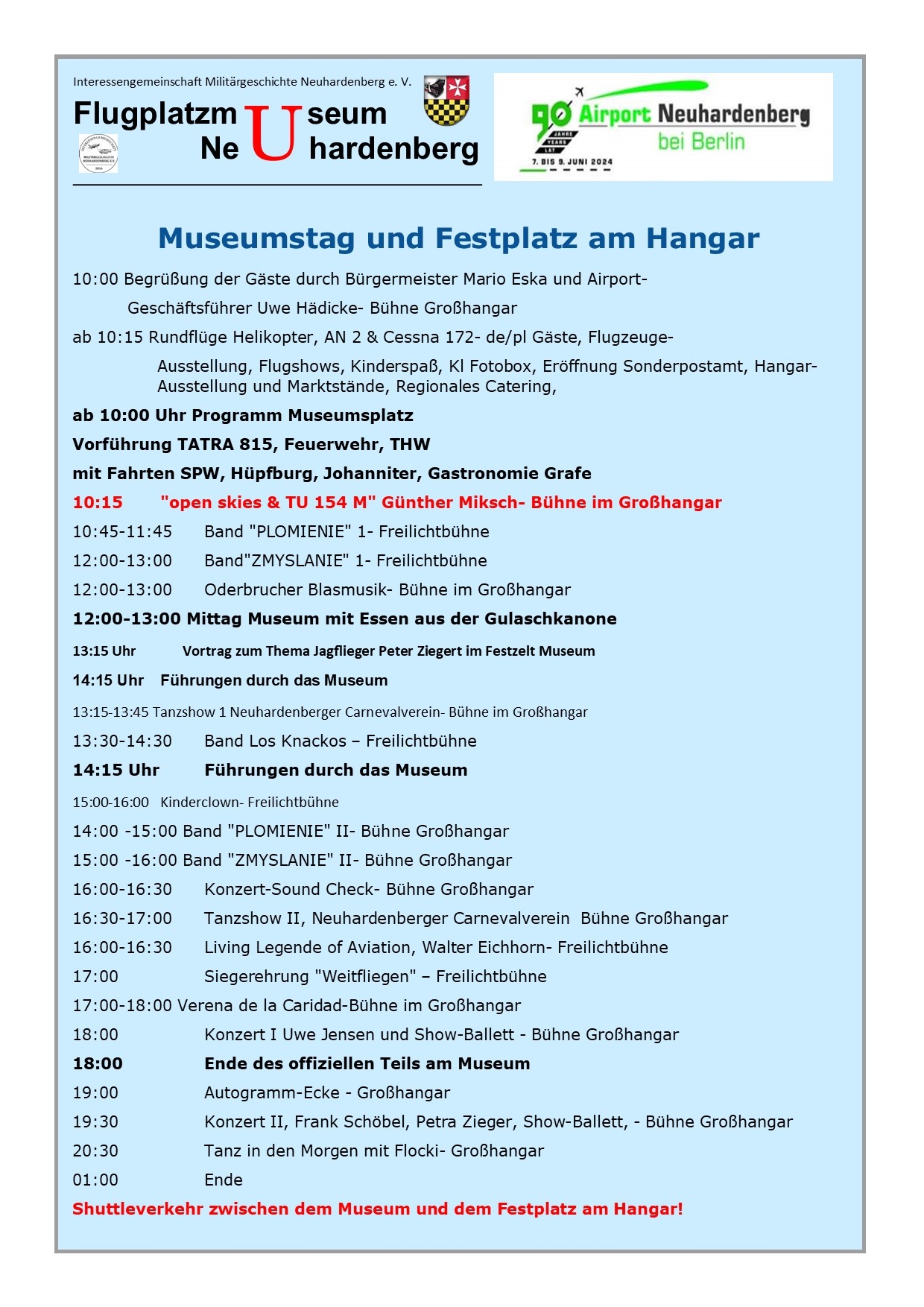 Programm Flughafen Neuhardenberg