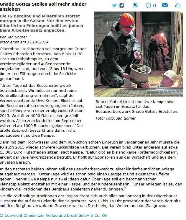 Gnade Gottes Stollen soll mehr Kinder anziehen