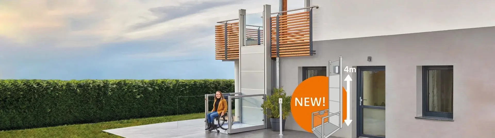 UnaPorte® Hublift 4 m mit offener Kabine für Privatgebäude ab sofort bei Aufzug LuS