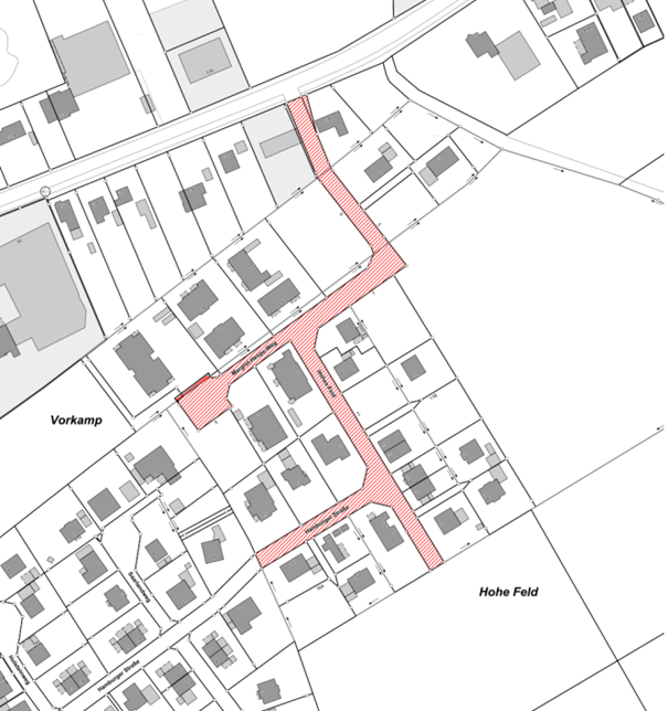 Gewidmete Straßenflächen im Baugebiet Hohes Feld I