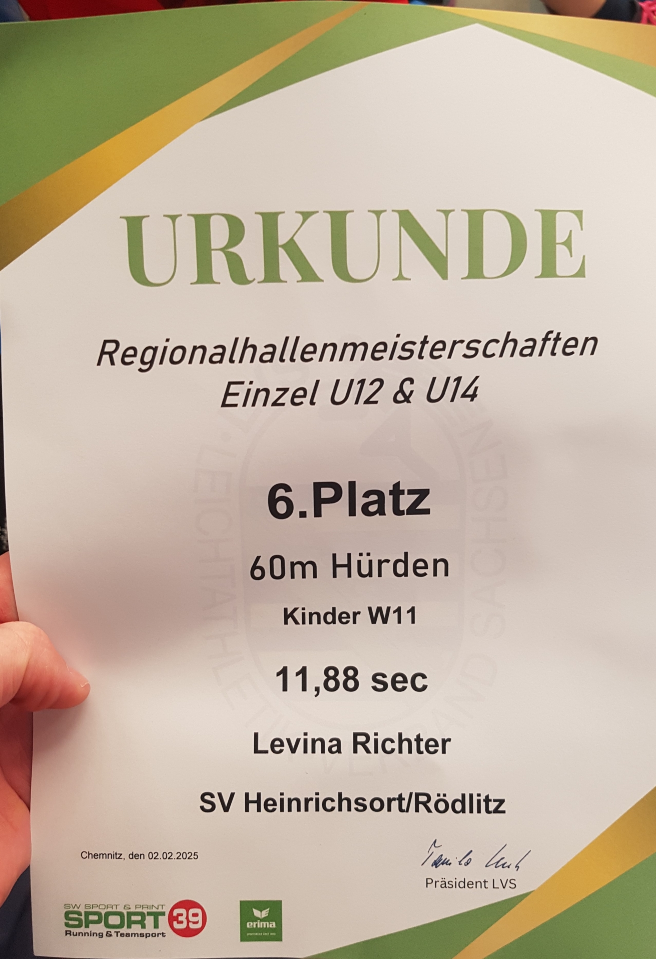 Levinas Urkunde vom Hürdenlauf