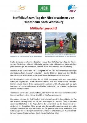 Staffellauf zum Tag der Niedersachsen (01. - 02.09.2017) von Hildesheim nach Wolfsburg