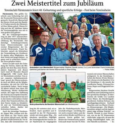 40 Jahre Tennisclub Fürstenstein