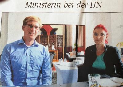 Ministerin für Arbeit, Soziales, Gesundheit, Frauen und Familie des Landes Brandenburg Frau Diana Golze besucht die IJN.