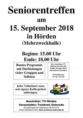 Seniorentreffen - Turnkreis - am 15.09.2018