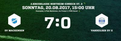 Meldung: Fußball: Erst raus aus dem Pokal, dann 7:0-Sieg gegen Vardeilsen!