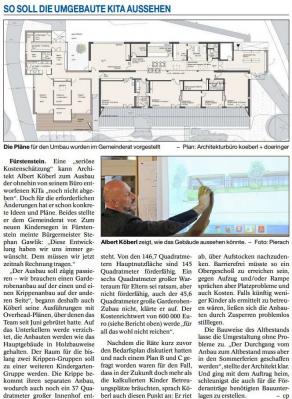 Die Pläne für die Erweiterung des Kindergartens Fürstenstein wurden im Gemeinderat vorgestellt