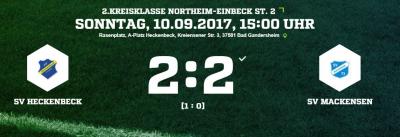 Fußball: 1. Mannschaft spielt 2:2 in Heckenbeck