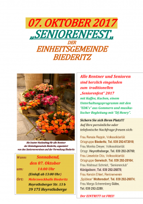 Offenes „Seniorenfest“ der Einheitsgemeinde Biederitz