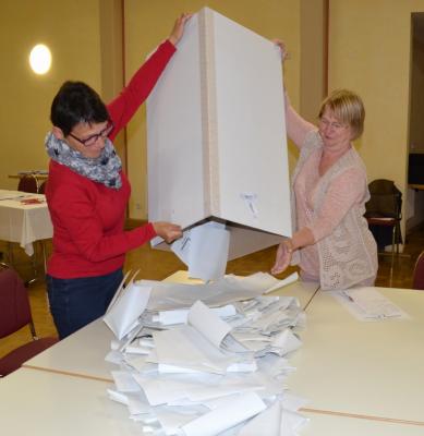 Kurz nach 18 Uhr begann auch im größten Wahlbezirk im Ortsteil Klettwitz die Stimmenauszählung. 577 Urnenwähler gaben hier ihr Votum ab.