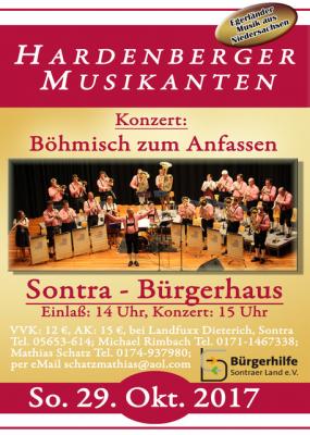 Konzert der Hardenberger Musikanten zugunsten der Bürgerhilfe Sontraer Land e. V. am 29.10.2017 im Bürgerhaus Sontra (Bild vergrößern)