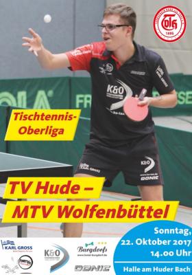 Vorbericht TT-Oberliga: So. 22.10. 14 Uhr TV Hude - MTV Wolfenbüttel (Mehrzweckhalle)