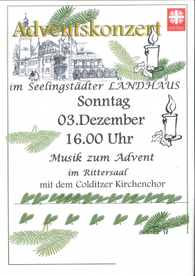 03. Dezember, 16:00 Uhr Adventskonzert im Landhaus mit dem Colditzer Kirchenchor