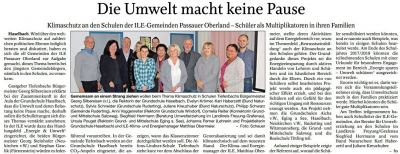 Klimaschutz an den Schulen der ILE-Gemeinden Passauer Oberland