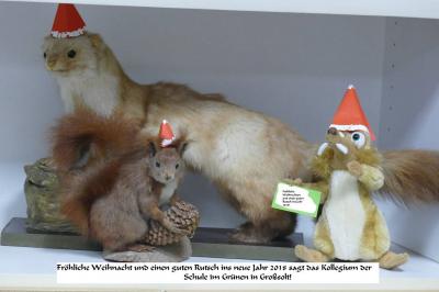 Foto zur Meldung: Die Tiere im Lehrerzimmer wünschen schöne Weihnachten!