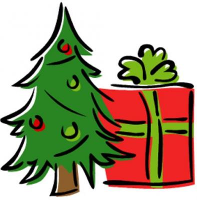 Weihnachtsbaum und Geschenk (Bild vergrößern)