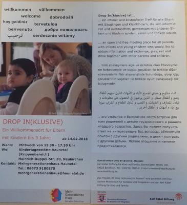 Drop IN(KLUSIVE) ein Willkommensort für Eltern mit Kindern bis zu 3 Jahren