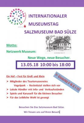 Internationaler Museumstag am 13.05. wird als Hof-Fest im Salzmuseum gefeiert
