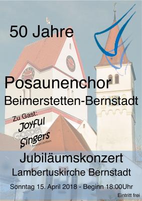 Vorschaubild zur Meldung: 15.04.2018: Jubiläumskonzert 50 Jahre Posaunenchor Beimerstetten/Bernstadt ...