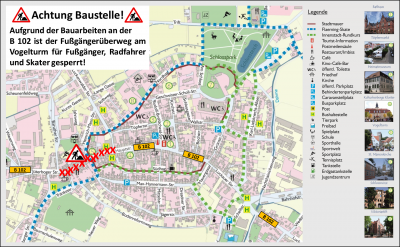 Hinweisplan Sperrung Fußgängerüberweg am Vogelturm (Bild vergrößern)