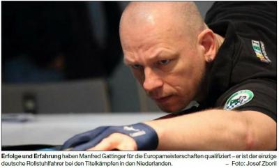 Vorschaubild zur Meldung: Rudertinger Gattinger vertritt Deutschland bei der Billard-Europameisterschaft in Holland