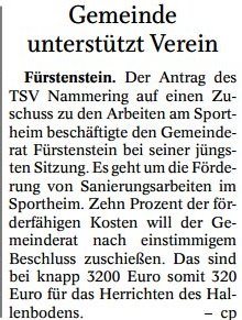 PNP-Bericht vom 13.08.2018, Sportförderung TSV Nammering
