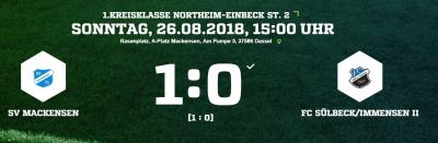 Meldung: Fußball: 1. Mannschaft besiegt Sülbeck/Immensen II mit 1:0