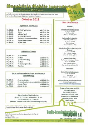 Das Oktober-Programm der Jugendclubs in den Ortsteilen