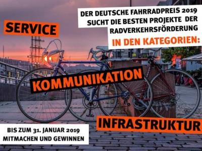 Der Deutsche Fahrradpreis 2019- Vorzeige-Projekte der Radverkehrsförderung gesucht! (Bild vergrößern)