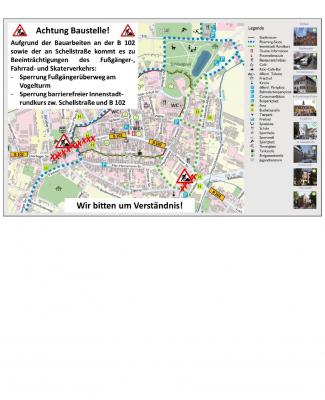 Barrierefreier Innenstadtrundkurs in der Stadt Dahme/Mark derzeit nur unterbrochen nutzbar (Bild vergrößern)